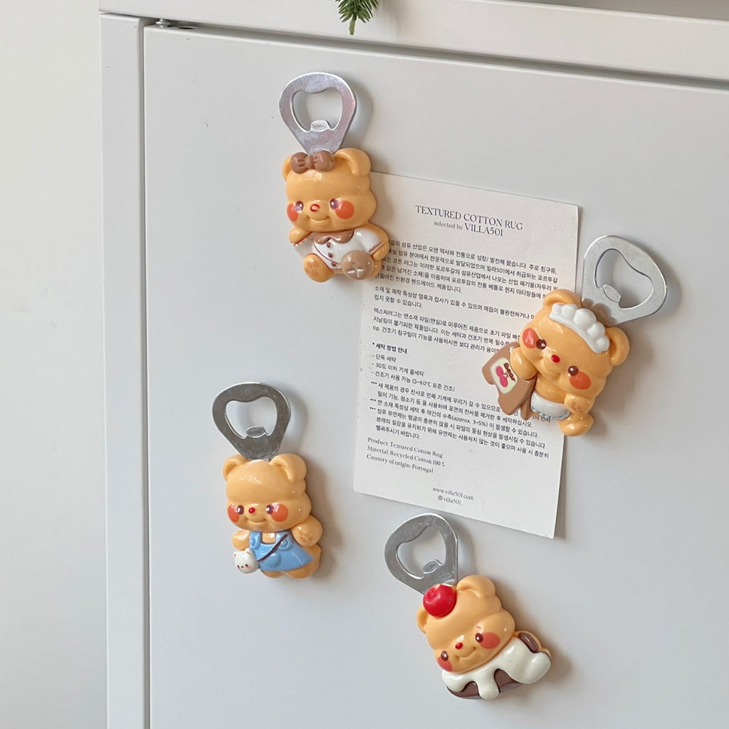Fridge Magnet Cute Bear and Beer Open Home Decoration