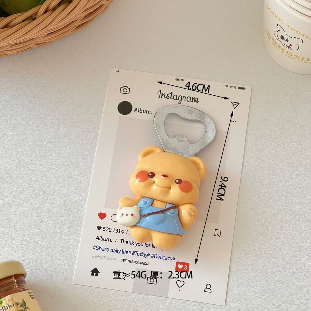 Fridge Magnet Cute Bear and Beer Open Home Decoration