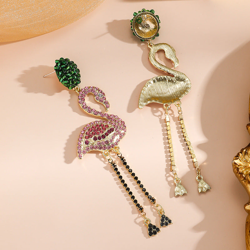 Earrings Rhinestones S925 Flamingo