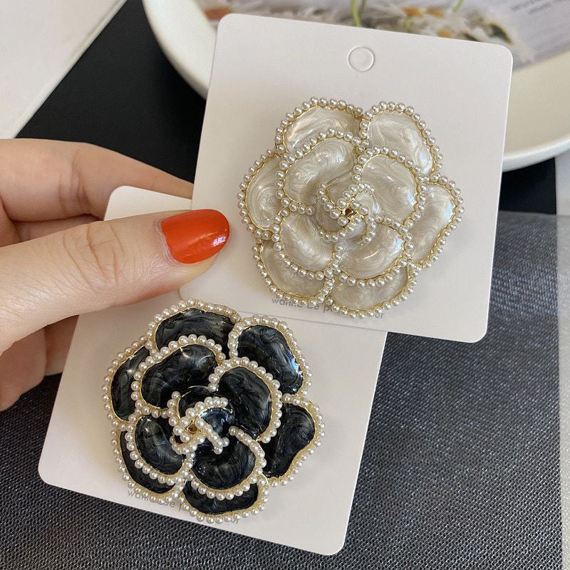Brooch Pearl Camellia Flower Elegant Style