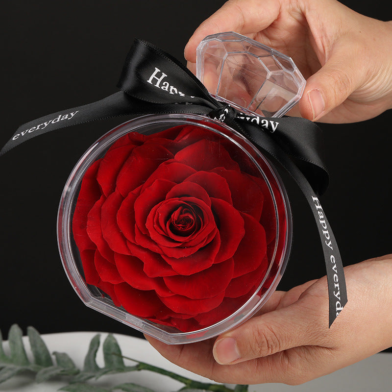 Preserved Real Rose Flower in Crystal Bottle – Eternal Gift