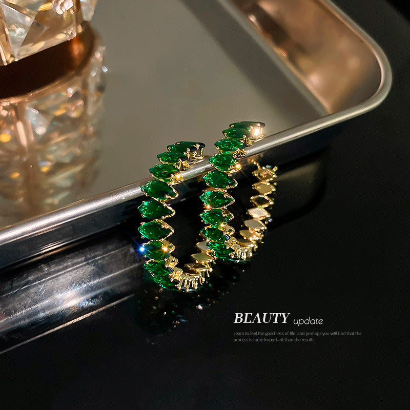 Earrings Rhinestones Shine Circle Style S925