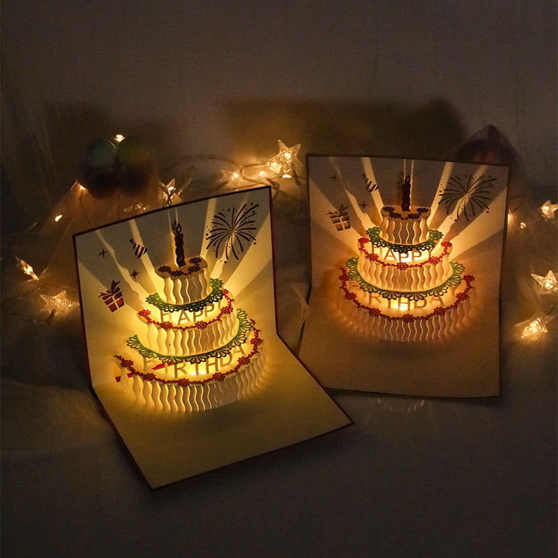 Gift Card 3D Pop Card Birthday Music and Light and Record Surprise Gift