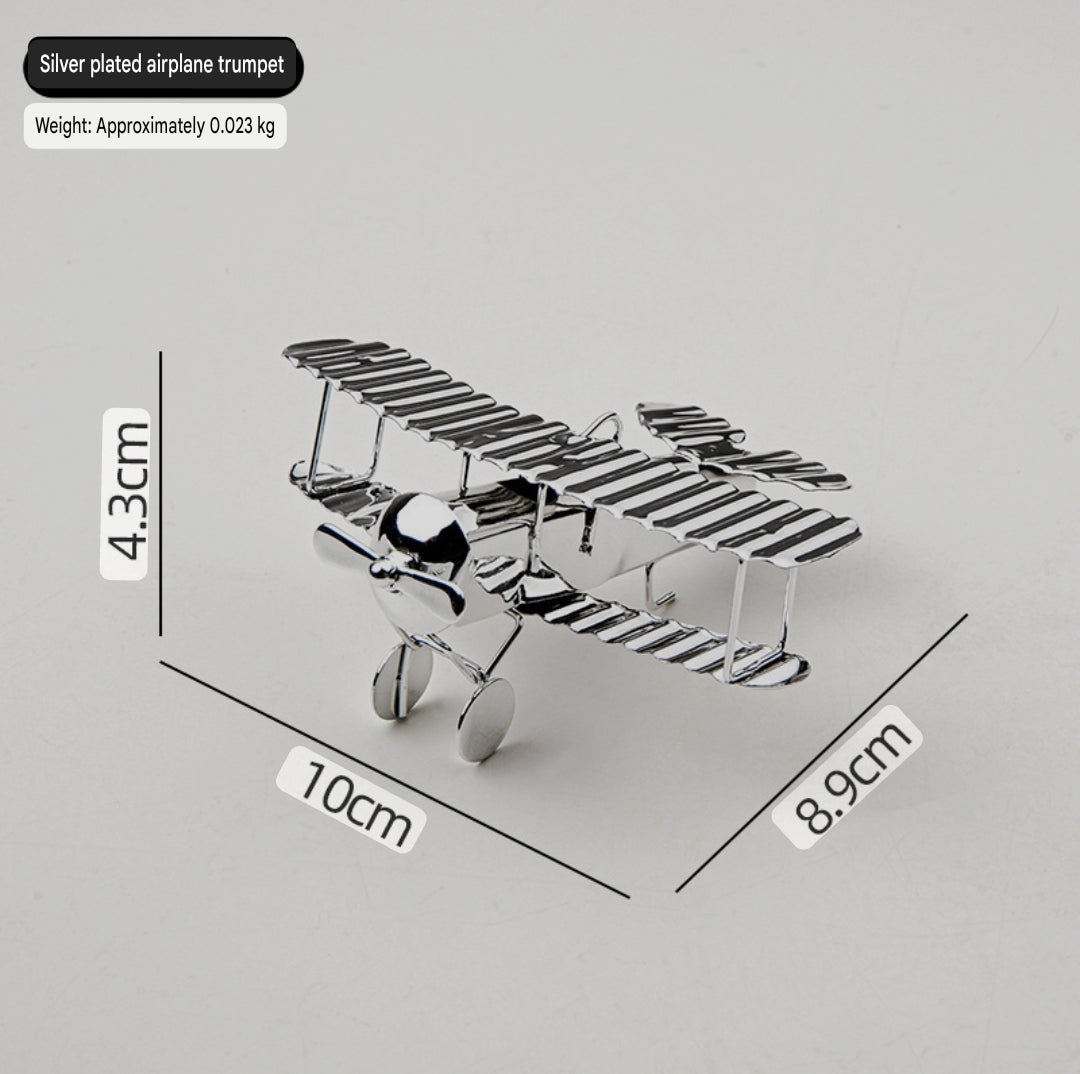 Silver Airplane Model Ornament