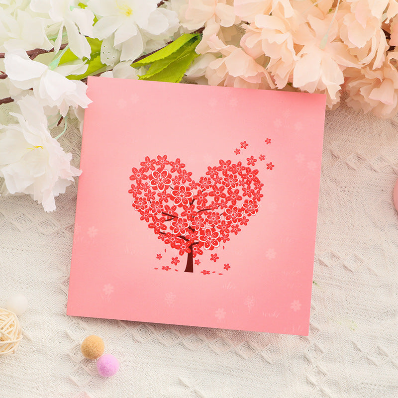 Greeting Cards Pink Tree 3D Pop Card