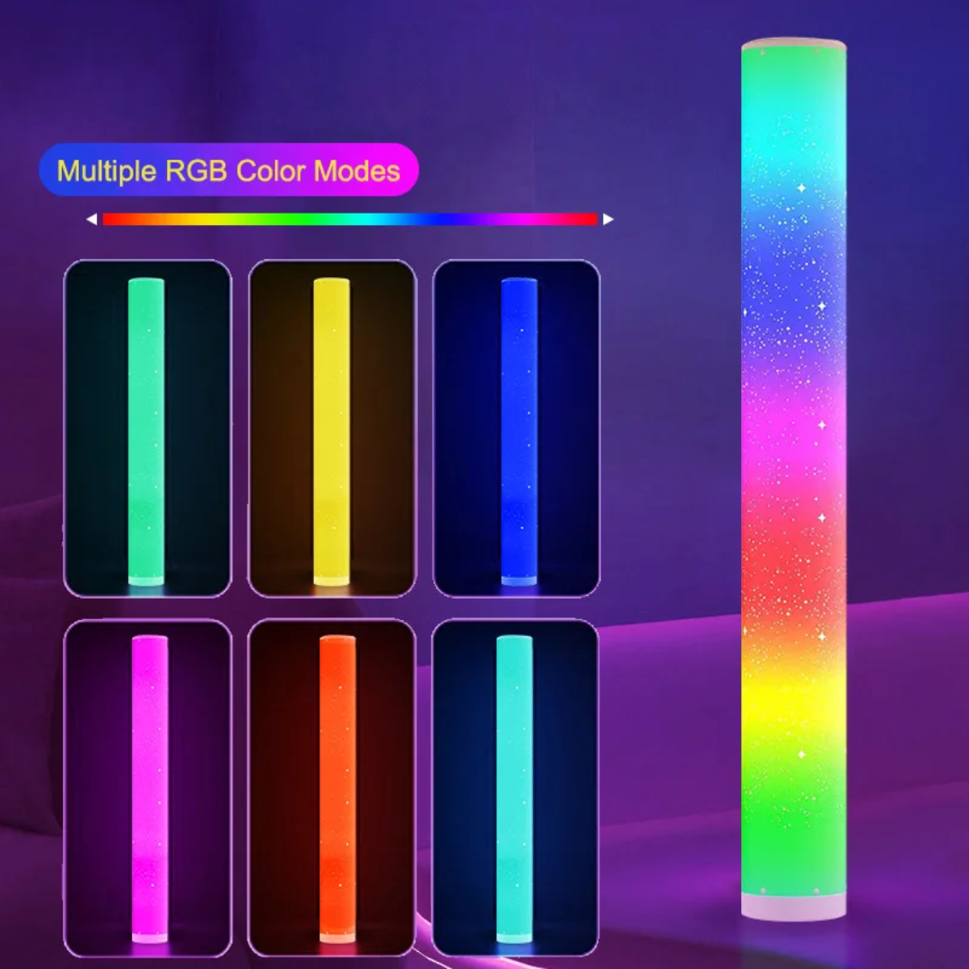 RGB Cylindrical Floor Lamp – Ambient LED Light Bar with Remote & App Control