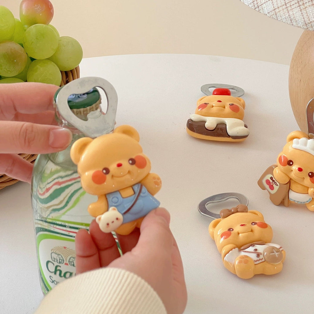Fridge Magnet Cute Bear and Beer Open Home Decoration