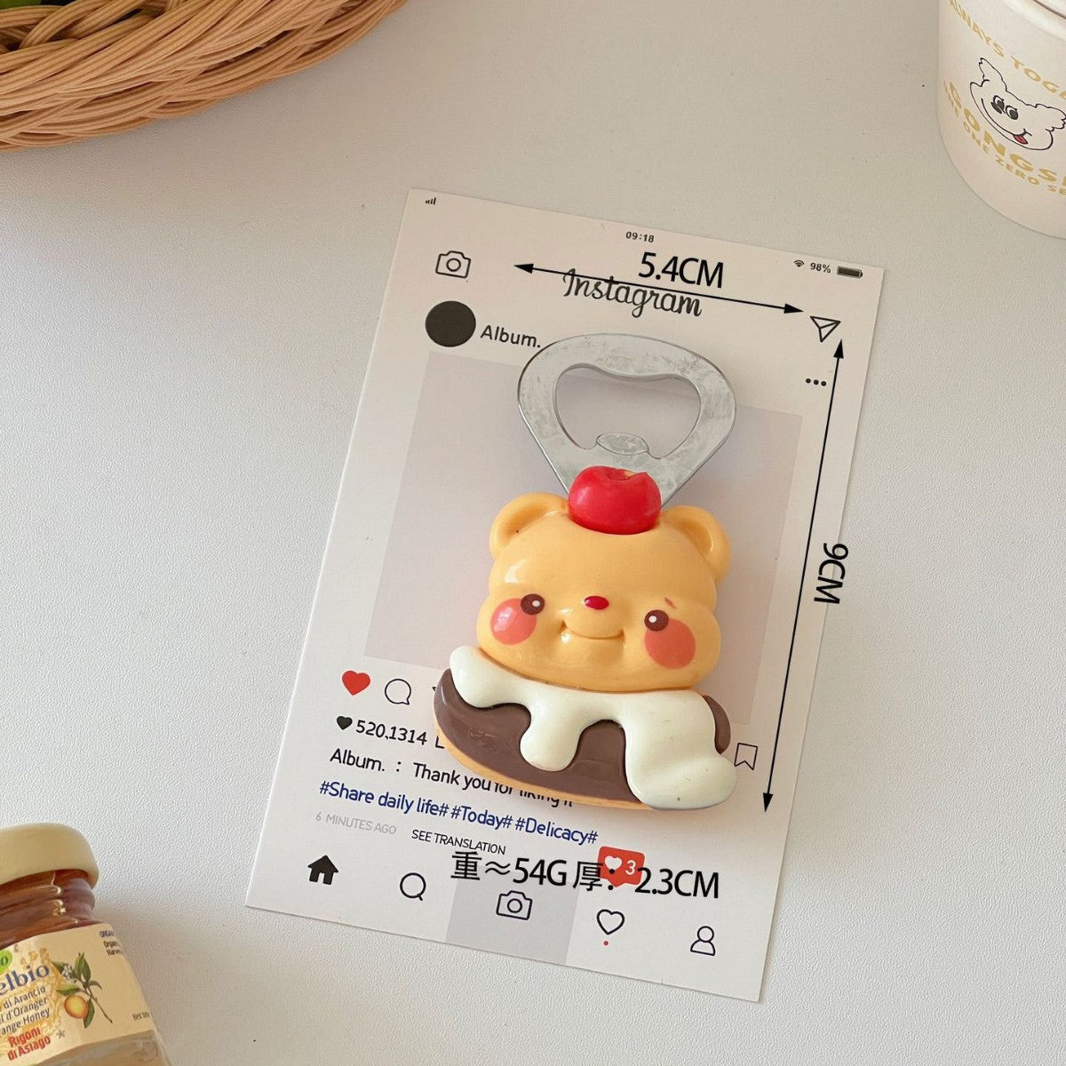 Fridge Magnet Cute Bear and Beer Open Home Decoration