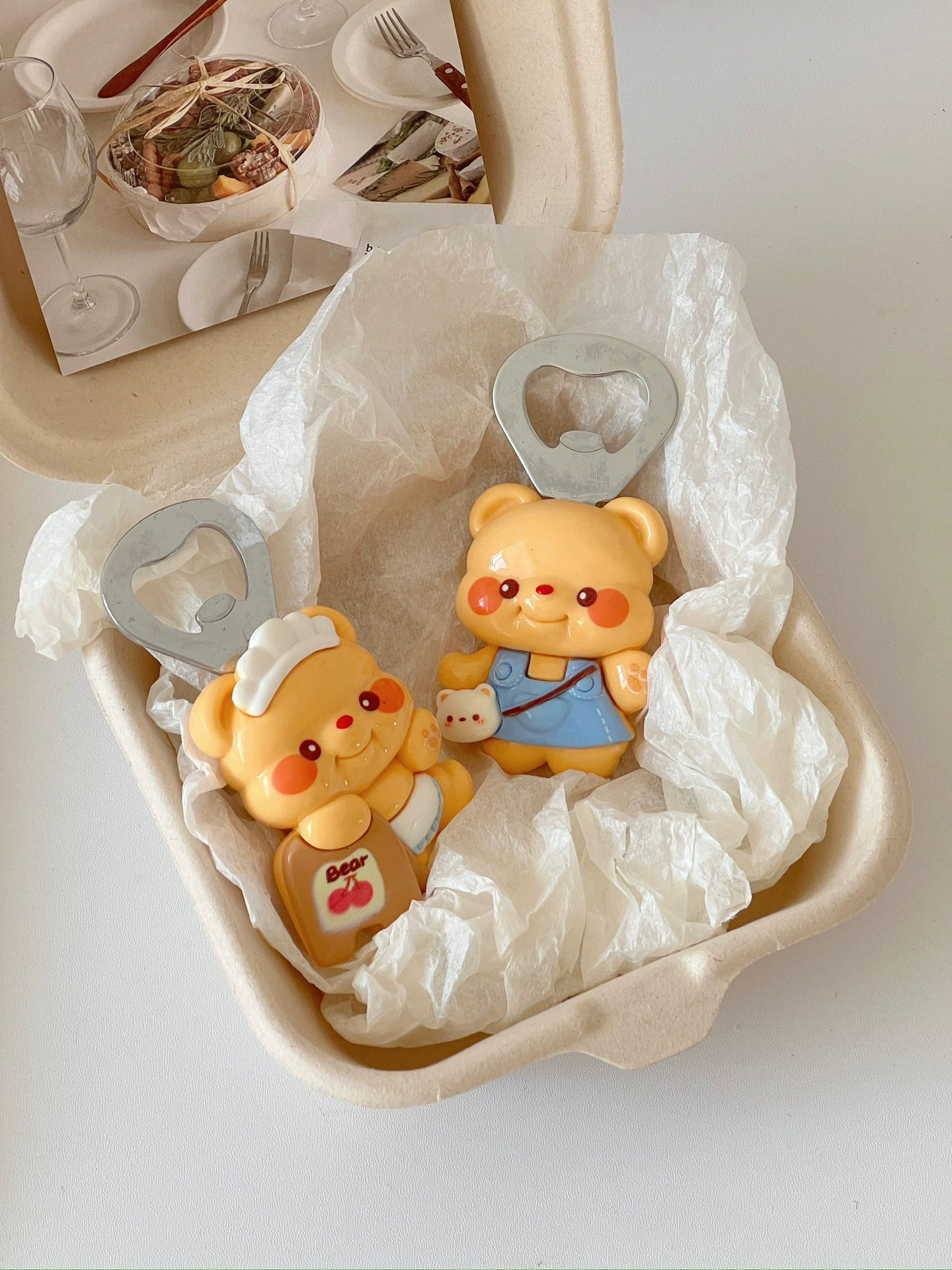 Fridge Magnet Cute Bear and Beer Open Home Decoration