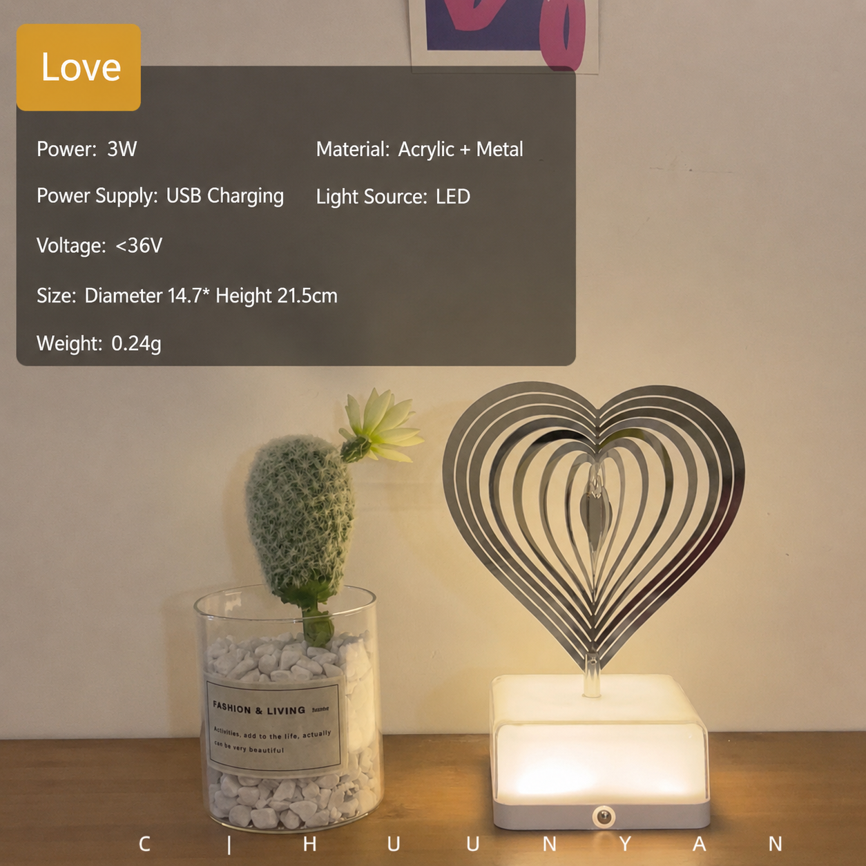 Craft LED Lamp Creative Heart