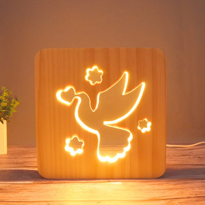 LED Decor Lamp Wooden Night Light