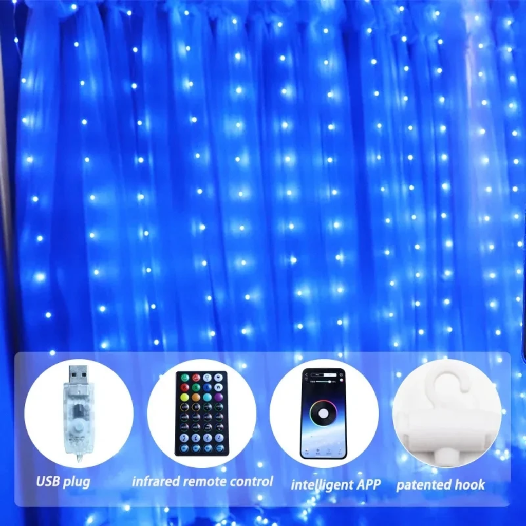 RGB Smart Curtain Fairy Lights with APP Control USB LED Decoration Lights