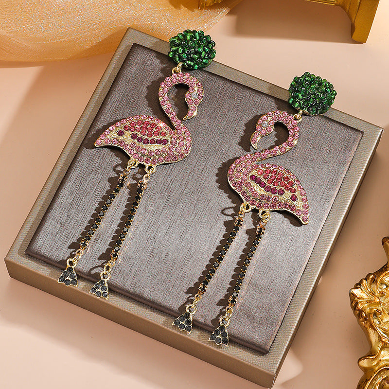 Earrings Rhinestones S925 Flamingo