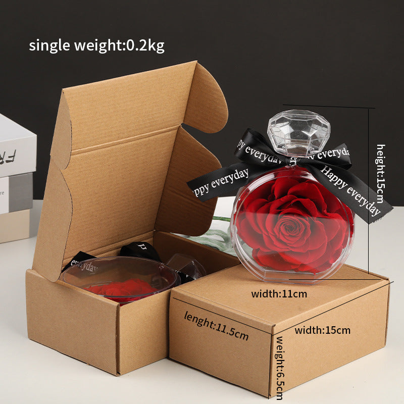 Preserved Real Rose Flower in Crystal Bottle – Eternal Gift
