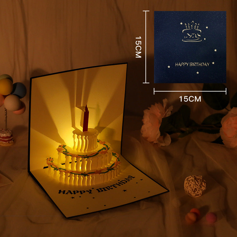 Gift Card 3D Pop Card Birthday Music and Light and Record Surprise Gift