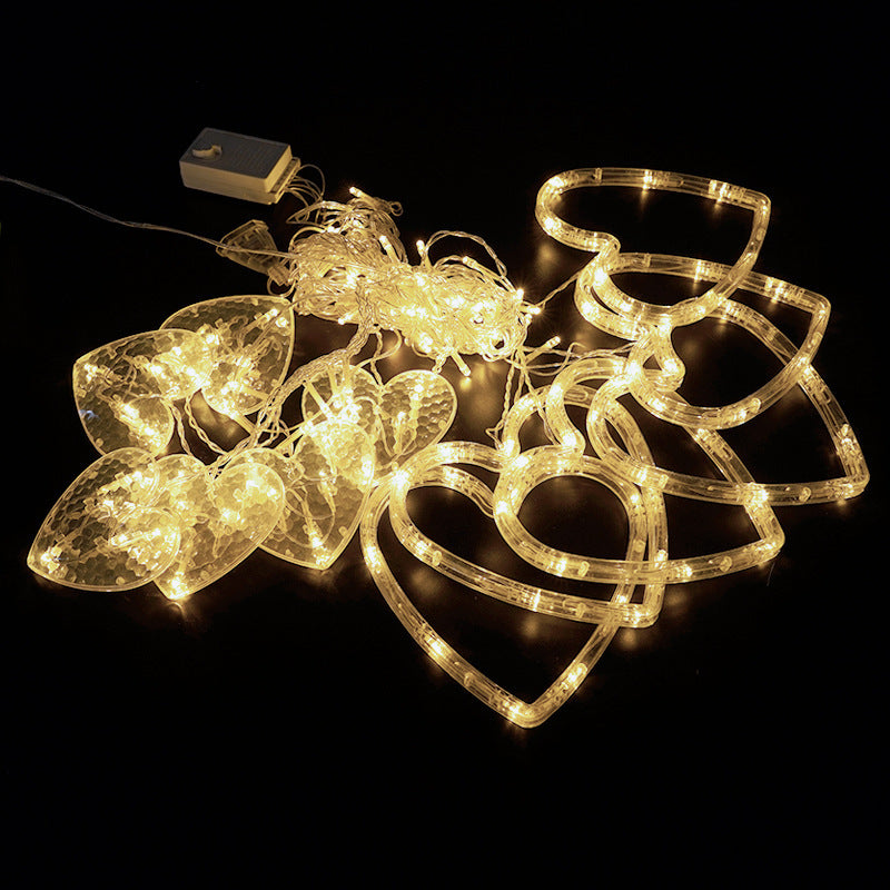 LED Fairy Curtain Lights Big & Small Heart Warm Color