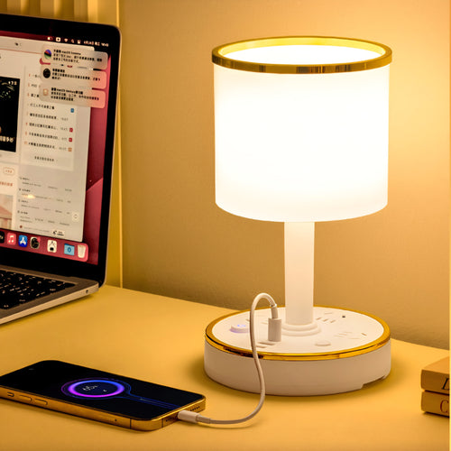 3 Color Bedside Lamp with USB Charging & Phone Holder