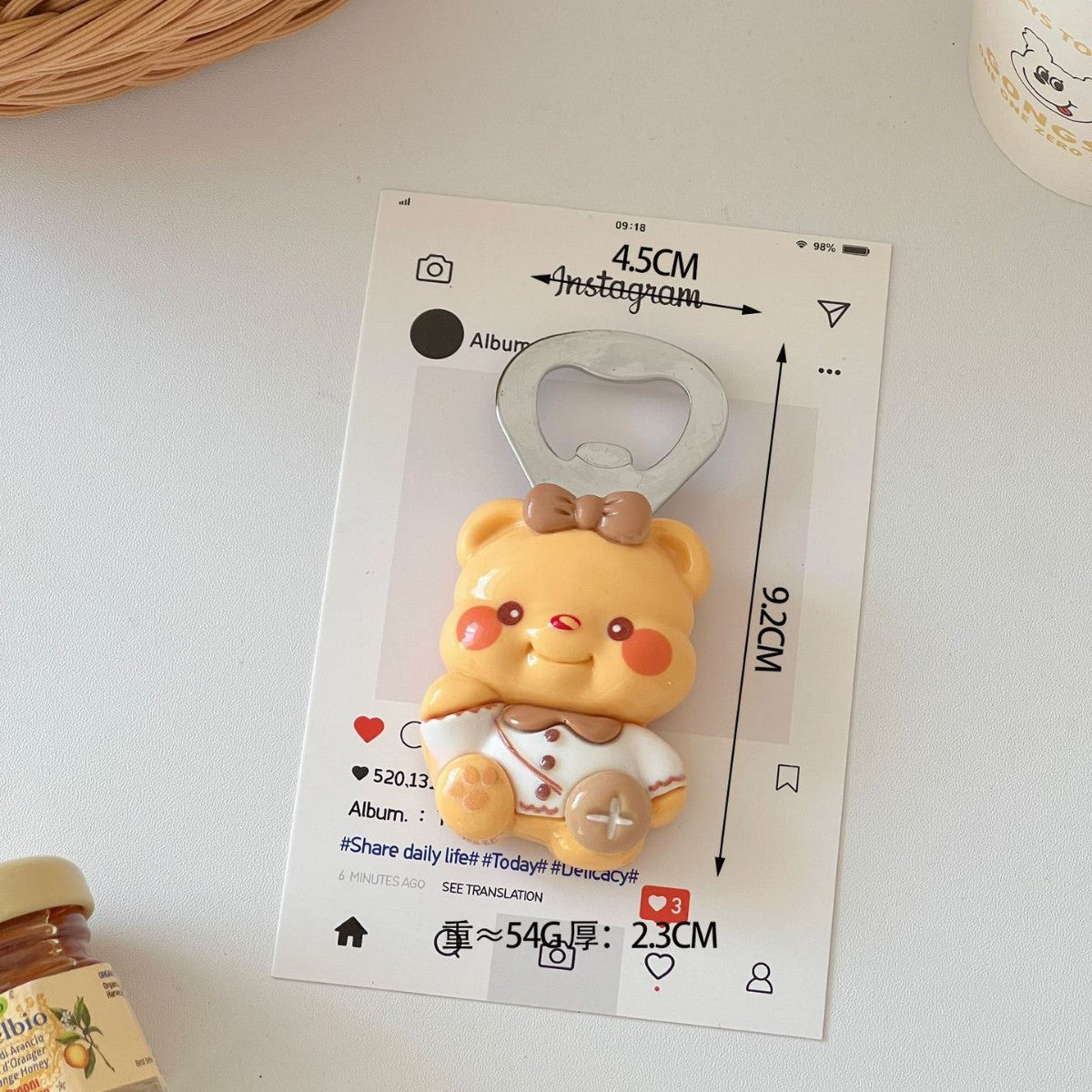 Fridge Magnet Cute Bear and Beer Open Home Decoration