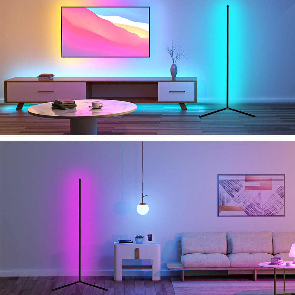 RGB LED Corner Floor Lamp with App & Remote Control, Music Sync Ambient Light
