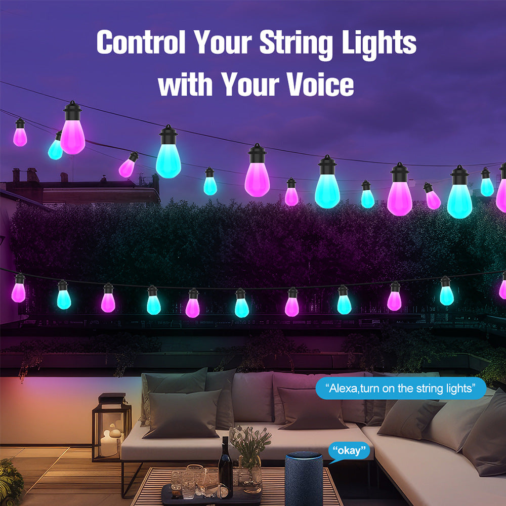Smart Outdoor RGB String Lights App Control 12 Meters