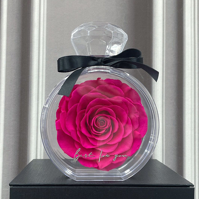 Preserved Real Rose Flower in Crystal Bottle – Eternal Gift