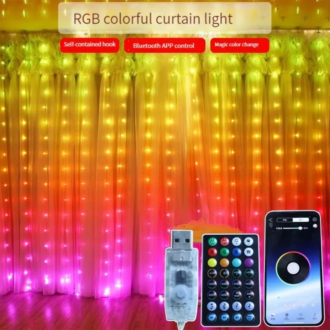 RGB Smart Curtain Fairy Lights with APP Control USB LED Decoration Lights