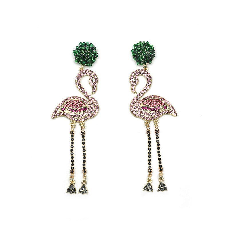 Earrings Rhinestones S925 Flamingo