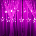 LED Fairy Curtain Lights Big & Small Star Pink Color
