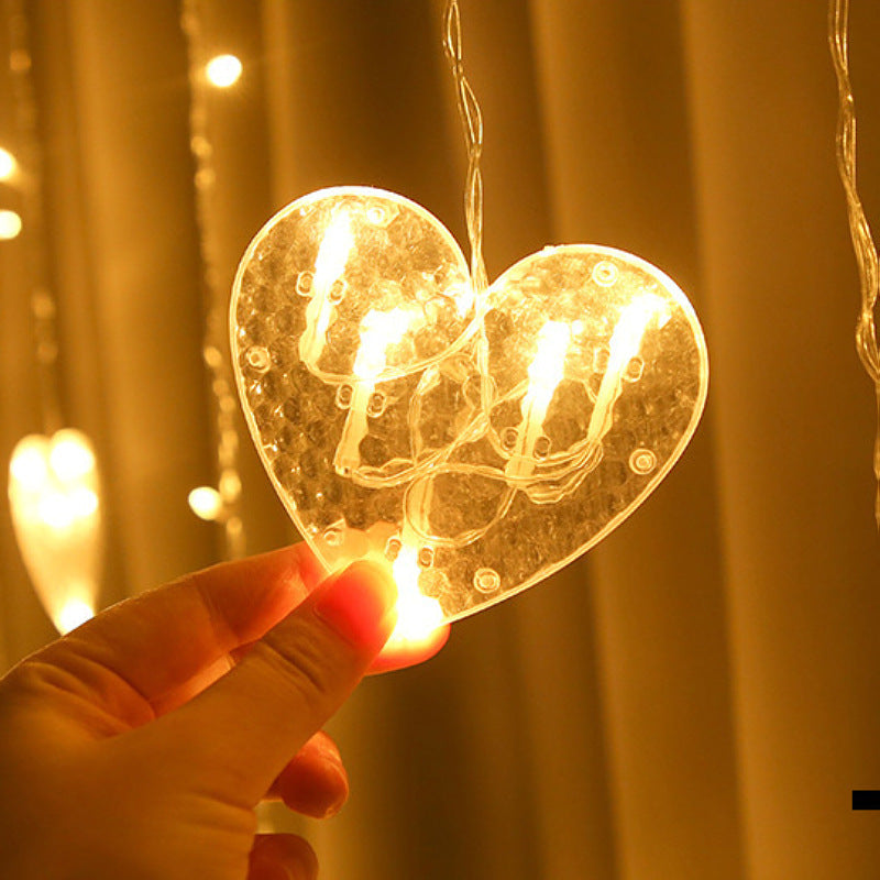 LED Fairy Curtain Lights Big & Small Heart Warm Color