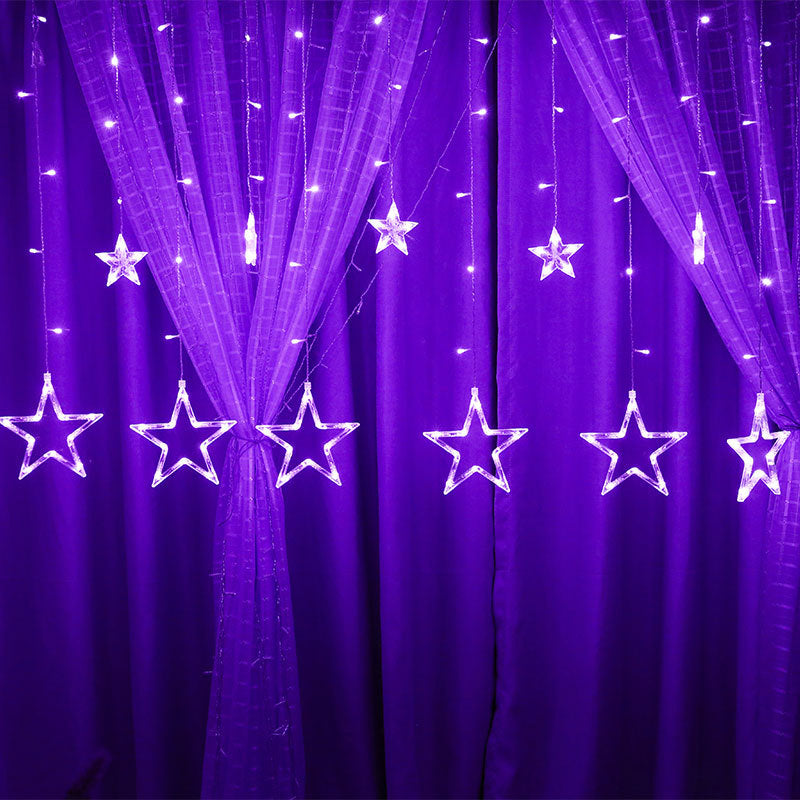 LED Fairy Curtain Lights Big & Small Star Purple Color