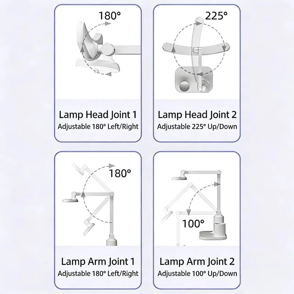 LED Foldable Desk Lamp Eye Protection Study Reading Light USB Rechargeable Bedside Night Lamp