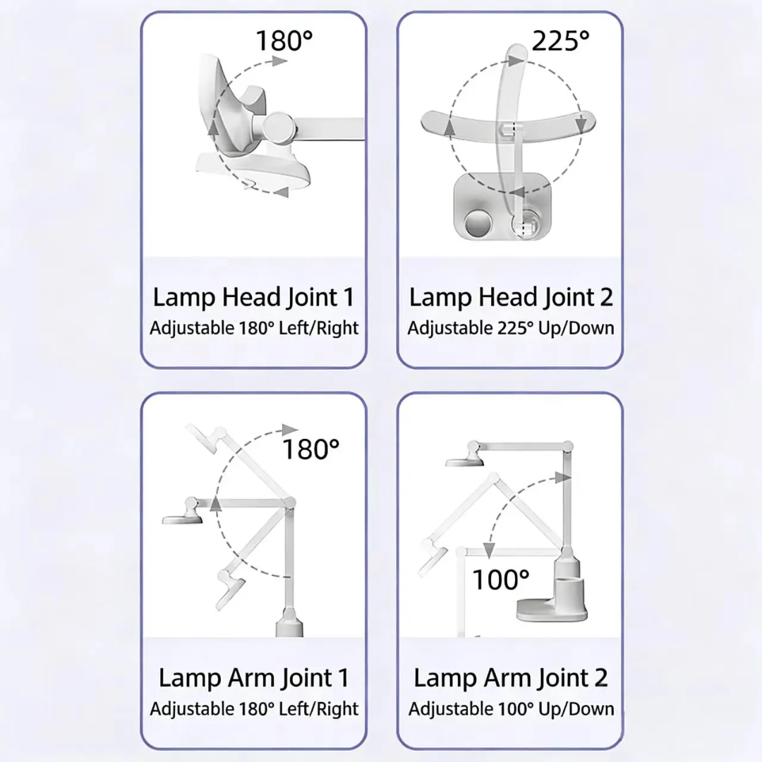 LED Foldable Desk Lamp Eye Protection Study Reading Light USB Rechargeable Bedside Night Lamp