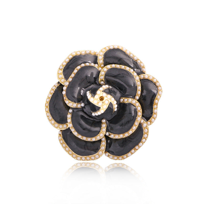 Brooch Pearl Camellia Flower Elegant Style