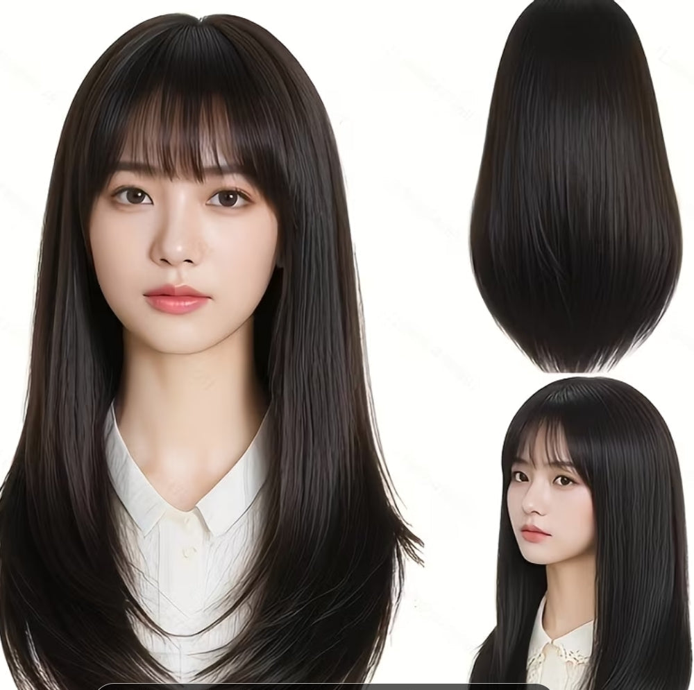 Ladies Wig Premium Synthetic Straight Hair 55cm – Natural Look, Soft & Lightweight, Ready to Wear