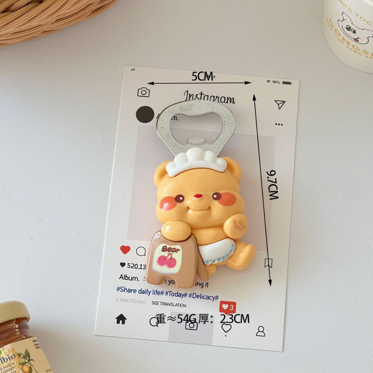 Fridge Magnet Cute Bear and Beer Open Home Decoration