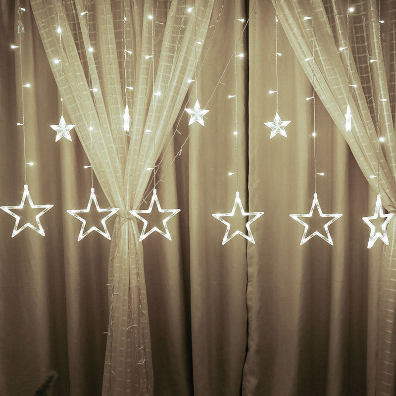 LED Fairy Curtain Lights Big & Small Star White Color