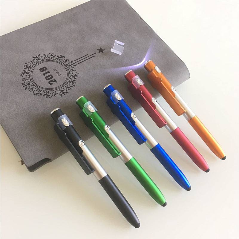 Multifunctional 3-in-1 Foldable Lamp Pen Mobile Phone Holder LED Ballpoint Pen